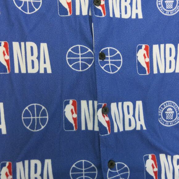 NBA Basketball Pajama Top Size L 10/12 Youth  Long Sleeve Loungewear Blue Logo - Picture 2 of 5